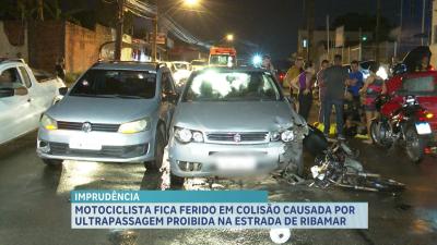  Motociclista fica ferido após colisão na Estrada de Ribamar